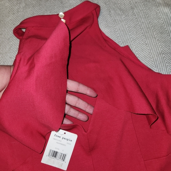 Free People NWT Red Cold Shoulder Dress size Large - Picture 3 of 8